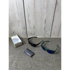 Green Polarized & Black Sports Sunglasses UV Protection Lightweight Design 2 pk